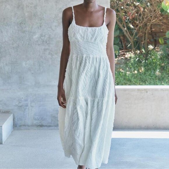 ZARA ZW COLLECTION FRAYED JACQUARD Dress Size S NEW WITH TAG! - Picture 3 of 11